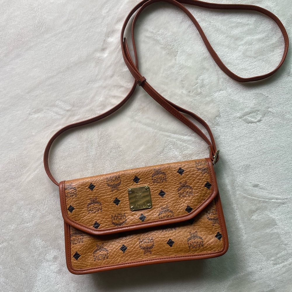 MCM Tan Leather Crossbody Bag